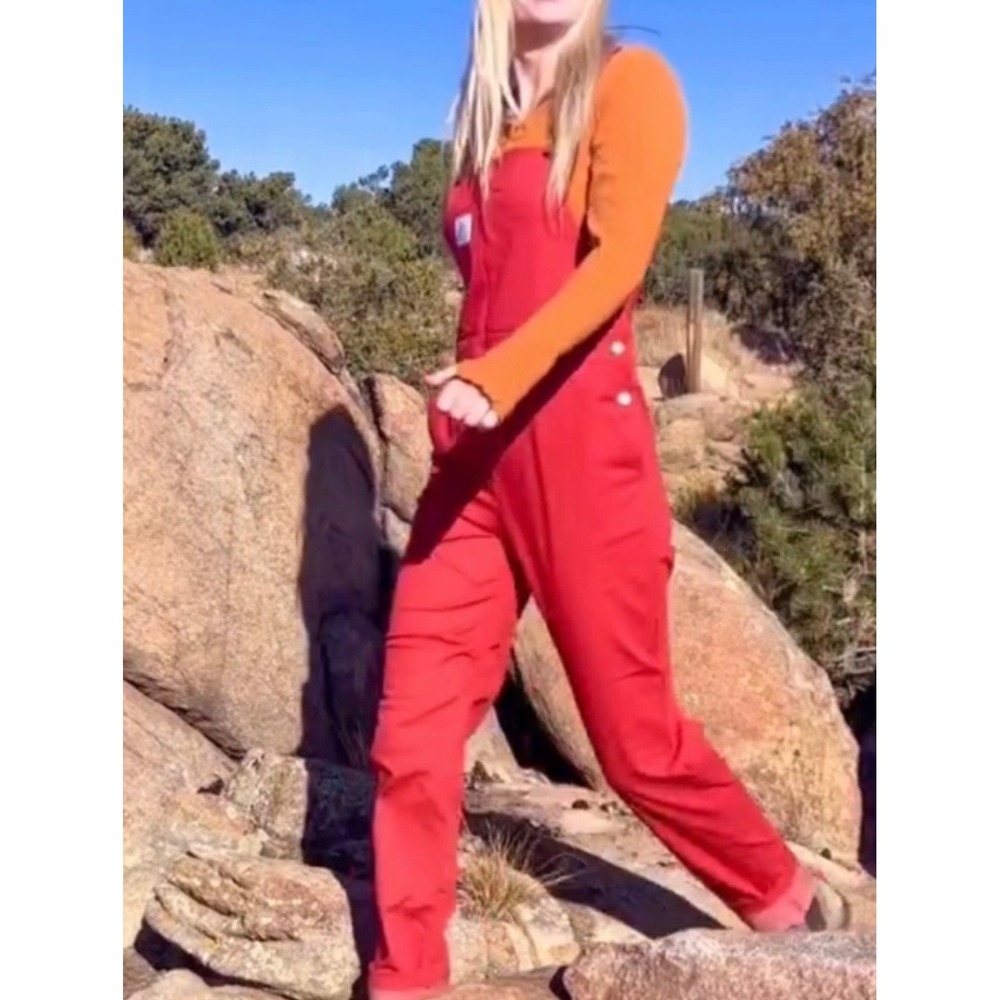 Wild Woods Riverbank Overalls Grove Rust Orange Cotton Canvas Womens Large NWT